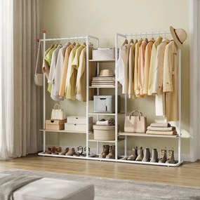 Guarda Roupa com 6 prateleiras 33,8 x 163,6 x 175,3 cm Branco + Bege