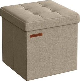 Banco quadrado dobrável com espaço de arrumação 30 x 30 cm Castanho Camelo