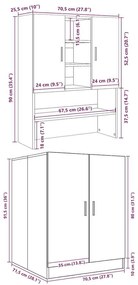 Armários p/ máquina lavar 2pcs deriv. madeira cinzento cimento
