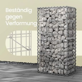 Conjunto de 2 unidades de cestos gabião em aço para pedras 100 x 50 x 30 cm prateado