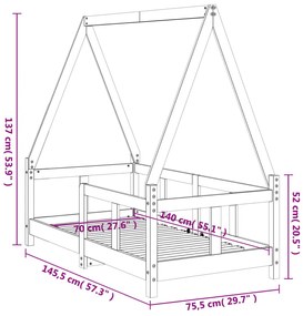 Estrutura de cama infantil 70x140 cm pinho maciço