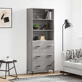vidaXL Armário alto 69,5x34x180 cm derivados de madeira sonoma cinza