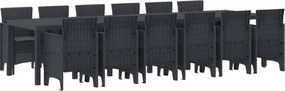 vidaXL Conjunto de Jantar para Jardim 13 pcs Antracite Rattan Polt