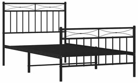 Estrutura de cama com cabeceira e pés 100x190 cm metal preto