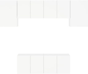 6 pcs móveis de parede p/ TV derivados de madeira branco