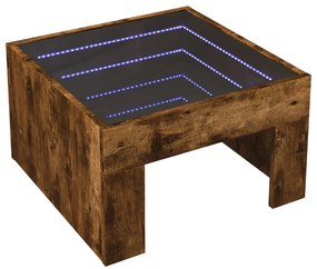 Mesa de centro luzes LED Infinity 50x50x30 cm carvalho fumado