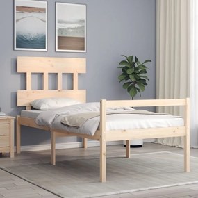 vidaXL Cama para idosos com cabeceira 90x200 cm madeira maciça