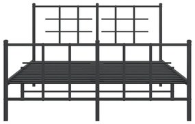 Estrutura de cama com cabeceira e pés 140x190 cm metal preto