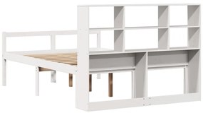 Cama com estante sem colchão 150x200 cm pinho maciço branco