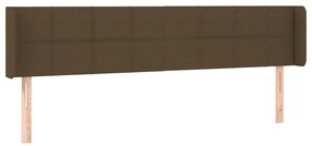 Cabeceira de cama c/ luzes LED tecido 203x16x78/88 cm castanho