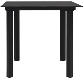 3 pcs conjunto de jantar para jardim vime PVC preto