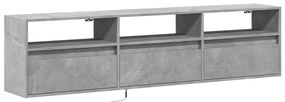 Móvel de parede p/ TV c/ luzes LED 180x31x45 cm cinza cimento