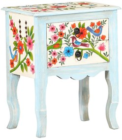 vidaXL Mesa de cabeceira pintada à mão 40x30x50 cm mangueira maciça