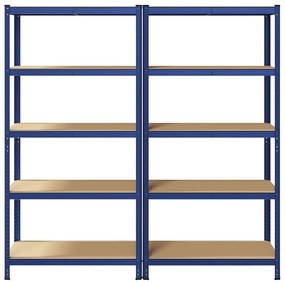 Prateleiras de armazenamento de 5 camadas 2 pcs aço azul