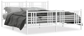 vidaXL Estrutura de cama com cabeceira e pés 180x200 cm metal branco