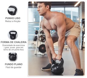 Peso Russo de 10 kg Kettlebell Preenchido de Areia com Punho Largo e Antiderrapante para Trenos em Ginásio 25x19x2 cm Preto