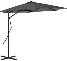 Guarda-sol de exterior com poste de aço 300 cm antracite