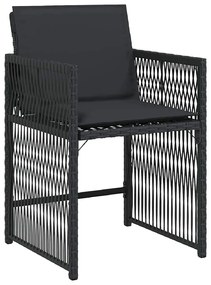 Conjunto de Jantar para Jardim com 5 Peças e Almofadas Preto Poli Ratt