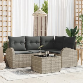 Conjunto de Sofá de Jardim vidaXL de 5 Peças com Almofadas Cinzento Ra