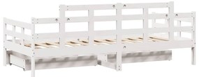 Sofá-cama c/ gavetas 90x190 cm madeira de pinho maciça branco