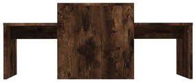 Conjunto mesas centro 100x48x40 cm derivados madeira cor fumado