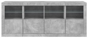 Aparador com luzes LED 163x37x67 cm cinzento cimento