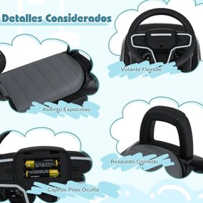 Andarilho para crianças forma de carro de 12 a 36 meses com buzina, sons e espaço para guardar Brinquedo para sentar e deslizar Preto
