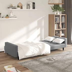 Sofá-cama de 2 lugares couro artificial cinzento