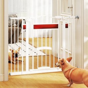 Porta para animais de estimação para aberturas de 74-104 cm com porta pequena 2 extensões Montagem sem perfuração Branca