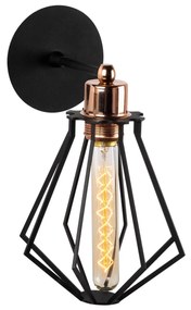 Aplique de Parede Oylat – Preto e Bronze – Diâmetro 18 cm, Altura 30 c