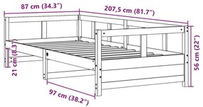 Sofá-cama 80x200 cm madeira de pinho maciça branco