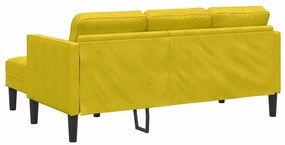 Sofá de Jardim vidaXL com Banco e Almofadas em Veludo Amarelo em L