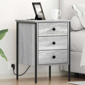 vidaXL Armário de Cabeceira com gaveta Sonoma cinzento 42 x 41 x 61 cm