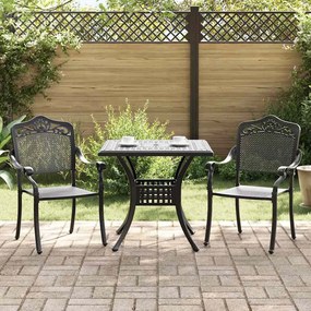 Conjunto de Bistro de Jardim 3 Peças vidaXL Preto em Alumínio Moldado