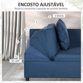 Sofá Cama 3 em 1 Sofá de 2 Lugares com Encosto Ajustável Sofá Cama Ind