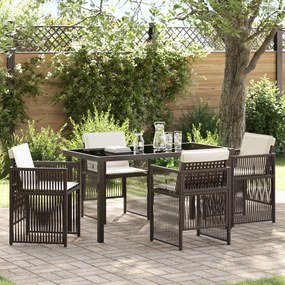 Conjunto de Jantar de Jardim vidaXL de 5 Peças com Almofadas Castanho