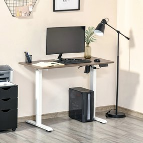 Secretária elétrica de pé Mesa ajustável em altura para escritório com 4 teclas de memória automática inteligente 120x60x72-116 cm moldura branca