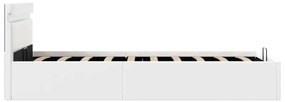 Cama hidráulica c/ arrumação LED 90x200cm couro artifi. branco