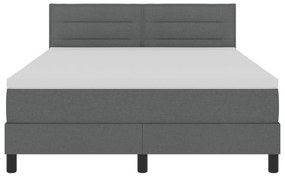 Camas Box com Colchão Cinza Escuro 140x190 cm Tecido