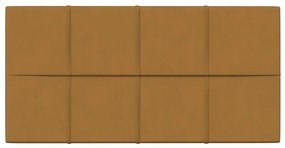Painel de parede 12 pcs 60x30 cm veludo 2,16 m² castanho