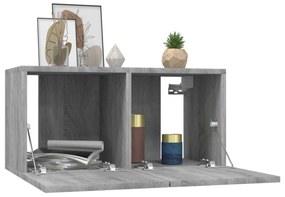 Móvel TV suspenso 2pcs 60x30x30cm derivado madeira cinza sonoma
