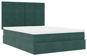 Estrutura cama otomana colchões 140x200 cm veludo verde escuro