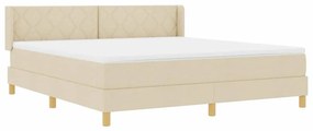Cama Box Spring com Colchão em Tecido Creme, 180x200 cm
