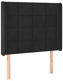 Cabeceira de cama c/ luzes LED veludo 83x16x118/128 cm preto
