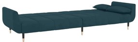 Sofá-cama 2 lugares com duas almofadas veludo azul
