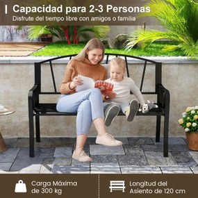 Banco de jardim em metal para 2-3 pessoas com apoios de braços curvos 129 x 53 x 93 cm Preto