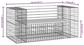 Banco de jardim c/ design gabião 143x71x65,5 cm pinho maciço