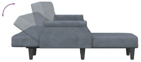 Sofá-cama em forma de L 271x140x70 cm veludo cinzento-escuro