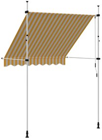 Toldo retrátil manual 200 cm riscas laranjas e brancas