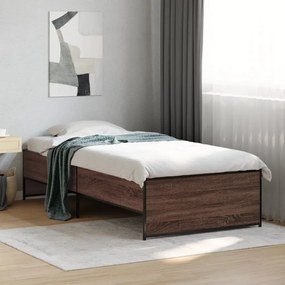 Estrutura de cama derivados de madeira/metal carvalho castanho